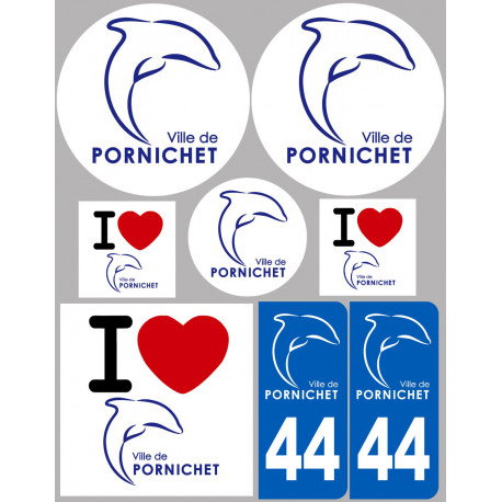 Département 44 Pornichet - 8 autocollants variés - Autocollant(sticker)