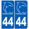 immatriculation 44 Pornichet - Autocollant(sticker)