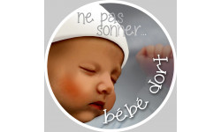 sticker / Autocollant : ne pas sonner bébé dort style 2 - 10cm - Autocollant(sticker)
