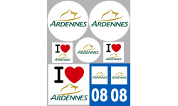 Département 08 Les Ardennes - 8 autocollants variés - Autocollant(sticker)