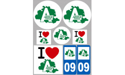 Département 09 L'Ariège - 8 autocollants variés - Autocollant(sticker)