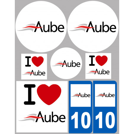 Département 10 L'Aube - 8 autocollants variés - Autocollant(sticker)