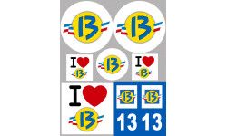 Département 13 Les Bouches du Rhône - 8 autocollants variés - Autocollant(sticker)