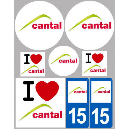 Département 15 Le Cantal - 8 autocollants variés - Autocollant(sticker)