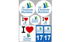 Département 17 La Charente Maritime - 8 autocollants variés - Autocollant(sticker)