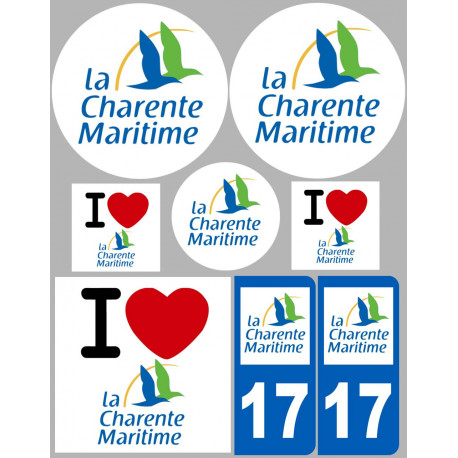 Département 17 La Charente Maritime - 8 autocollants variés - Autocollant(sticker)