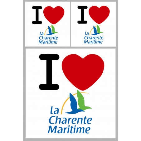 Département La Charente Maritime (17) - 3 autocollants "J'aime" - Autocollant(sticker)