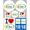 Département 18 Le Cher - 8 autocollants variés - Autocollant(sticker)