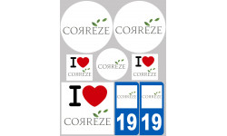 Département 19 La Corrèze - 8 autocollants variés - Autocollant(sticker)