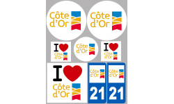 Département 21 La Côte d'Or - 8 autocollants variés - Autocollant(sticker)