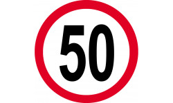 Disque de vitesse 50km/h rouge - 20cm - Autocollant(sticker)