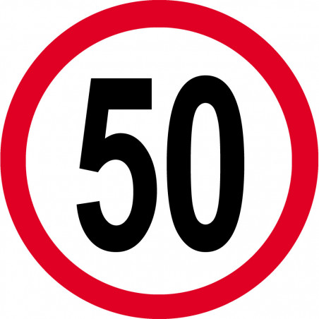 Disque de vitesse 50km/h rouge - 20cm - Autocollant(sticker)