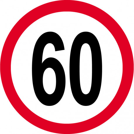 Disque de vitesse 60km/h rouge - 10cm - Autocollant(sticker)