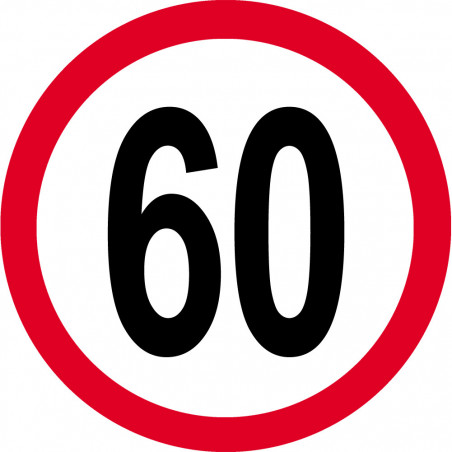 Disque de vitesse 60km/h rouge - 20cm - Autocollant(sticker)