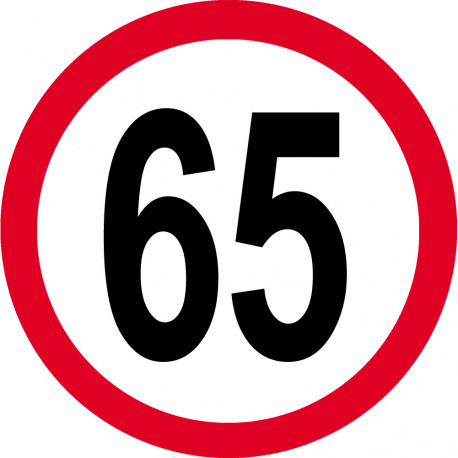 Disque de vitesse 65km/h rouge - 20cm - Autocollant(sticker)