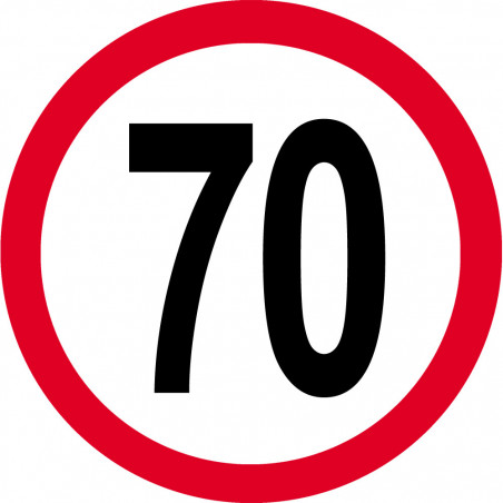 Disque de vitesse 70km/h rouge - 15cm - Autocollant(sticker)