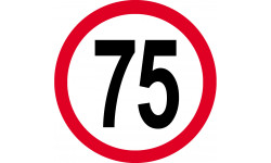 Disque de vitesse 75km/h rouge - 20cm - Autocollant(sticker)