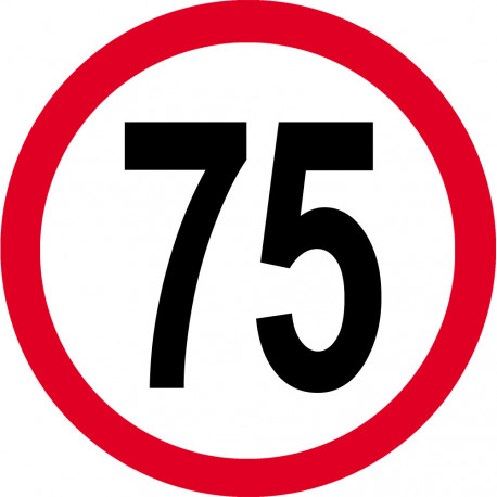 Disque de vitesse 75km/h rouge - 10cm - Autocollant(sticker)