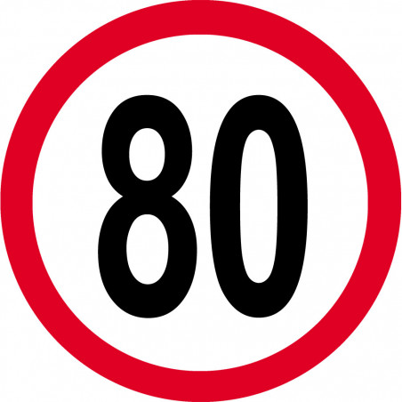 Disque de vitesse 80km/h rouge - 10cm - Autocollant(sticker)