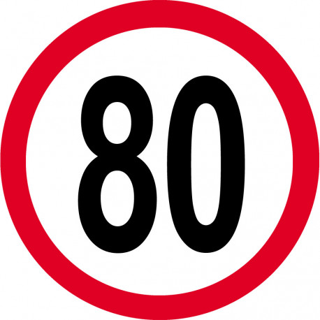 Disque de vitesse 80km/h rouge - 15cm - Autocollant(sticker)