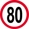 Disque de vitesse 80km/h rouge - 20cm - Autocollant(sticker)