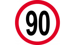 Disque de vitesse 90km/h rouge - 20cm - Autocollant(sticker)