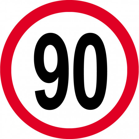 Disque de vitesse 90km/h rouge - 20cm - Autocollant(sticker)