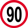 Disque de vitesse 90km/h rouge - 15cm - Autocollant(sticker)