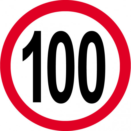 Disque de vitesse 100km/h rouge - 15cm - Autocollant(sticker)