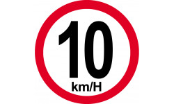 Disque de vitesse 10Km/H bord rouge - 10cm - Autocollant(sticker)