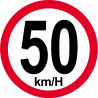 Disque de vitesse 50Km/H bord rouge - 20cm - Autocollant(sticker)