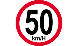 Disque de vitesse 50Km/H bord rouge - 10cm - Autocollant(sticker)