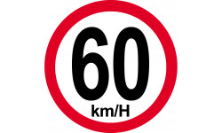 Disque de vitesse 60Km/H bord rouge - 10cm - Autocollant(sticker)