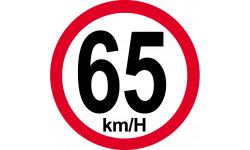 Disque de vitesse 65Km/H bord rouge - 20cm - Autocollant(sticker)
