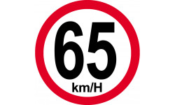 Disque de vitesse 65Km/H bord rouge - 10cm - Autocollant(sticker)