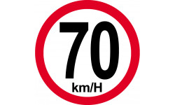 Disque de vitesse 70Km/H bord rouge - 10cm - Autocollant(sticker)