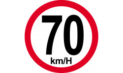 Disque de vitesse 70Km/H bord rouge - 15cm - Autocollant(sticker)