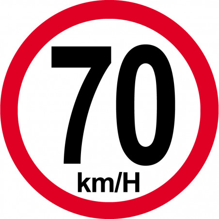 Disque de vitesse 70Km/H bord rouge - 15cm - Autocollant(sticker)
