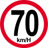 Disque de vitesse 70Km/H bord rouge - 20cm - Autocollant(sticker)