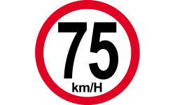 Disque de vitesse 75Km/H bord rouge - 20cm - Autocollant(sticker)