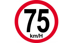 Disque de vitesse 75Km/H bord rouge - 15cm - Autocollant(sticker)