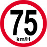 Disque de vitesse 75Km/H bord rouge - 15cm - Autocollant(sticker)