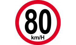 Disque de vitesse 80Km/H bord rouge - 10cm - Autocollant(sticker)