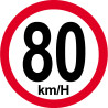 Disque de vitesse 80Km/H bord rouge - 10cm - Sticker/autocollant