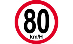 Disque de vitesse 80Km/H bord rouge - 15cm - Autocollant(sticker)