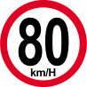 Disque de vitesse 80Km/H bord rouge - 20cm - Autocollant(sticker)