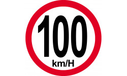 Disque de vitesse 100Km/H bord rouge - 10cm - Autocollant(sticker)