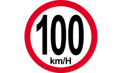 Disque de vitesse 100Km/H bord rouge - 15cm - Autocollant(sticker)