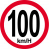 Disque de vitesse 100Km/H bord rouge - 15cm - Autocollant(sticker)