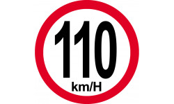 Disque de vitesse 110Km/H bord rouge - 20cm - Autocollant(sticker)